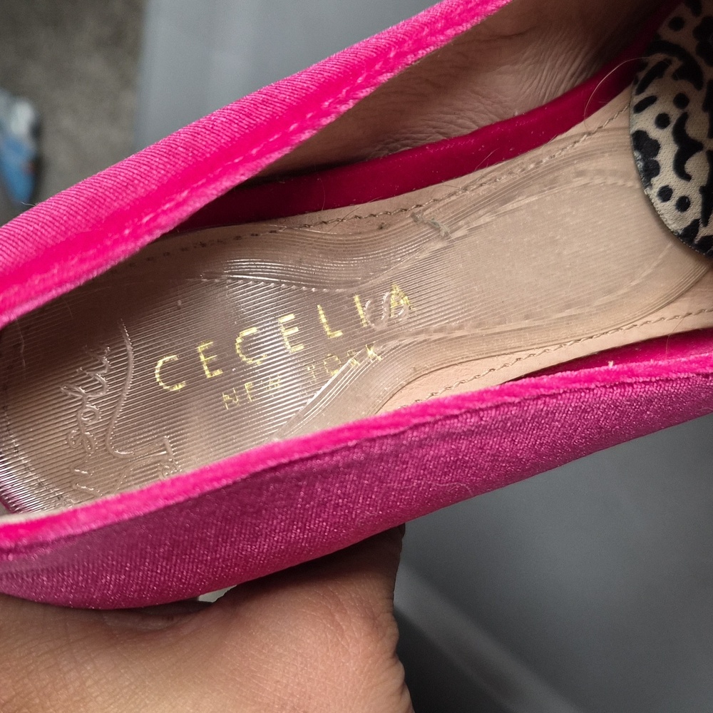 CeCe Hot Pink Velvet Block Heel Loafers - Picture 2 of 4